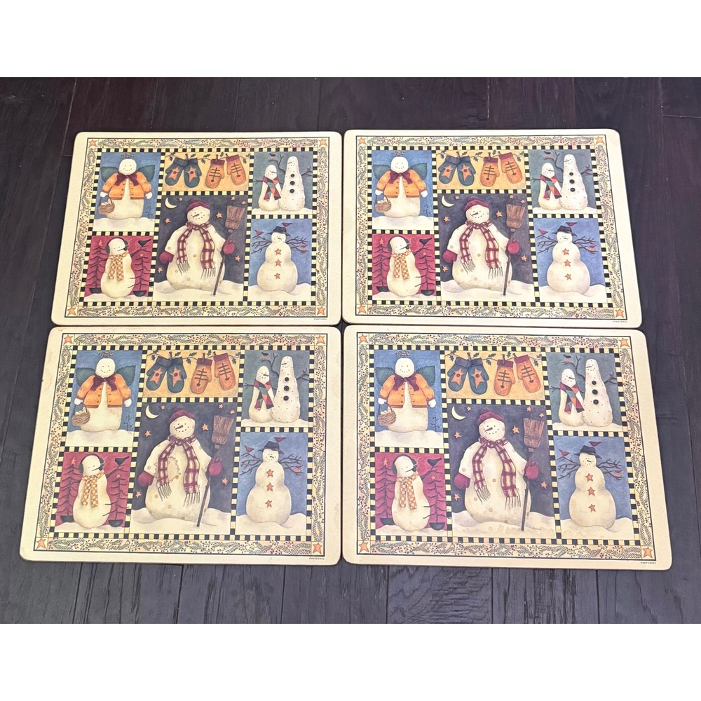 Pimpernel Placemats Multicolor Debbie Mumm Snowman Cork Back Set of 4 Winter